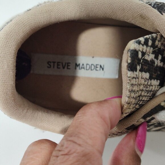 Steve Madden Snake Skin Print Brown Sneakers Fabric Women Size 8.5 M Lace Up - Picture 6 of 10
